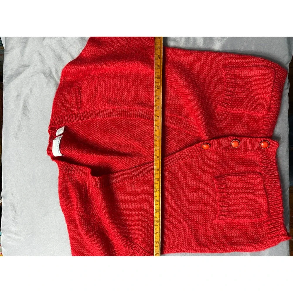 Vintage Bramble Lane Red Knit Cardigan 3 Button Front‎ Pockets Size SMALL